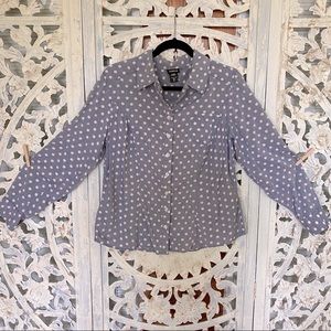 Torrid Blue White Polka Dot Blouse 0x plus
